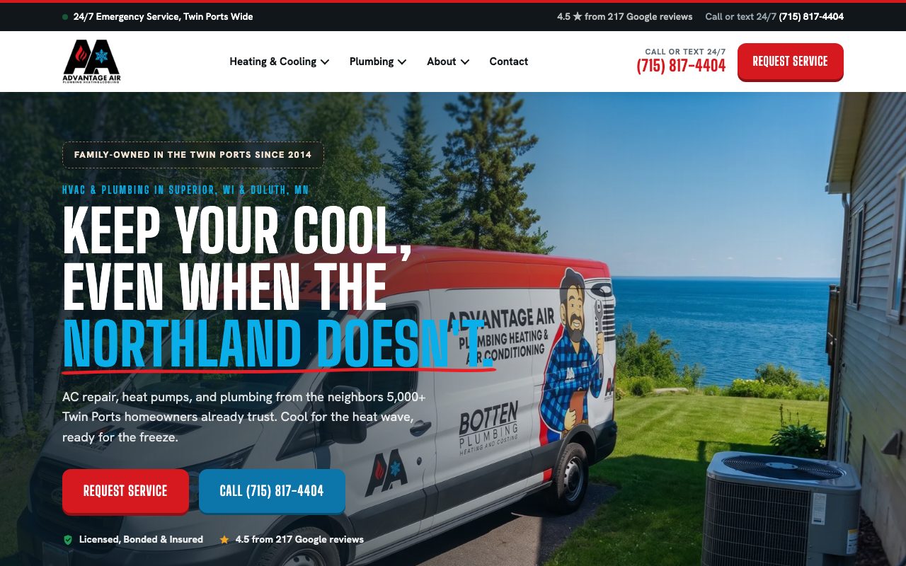 Advantage Air v2 homepage screenshot