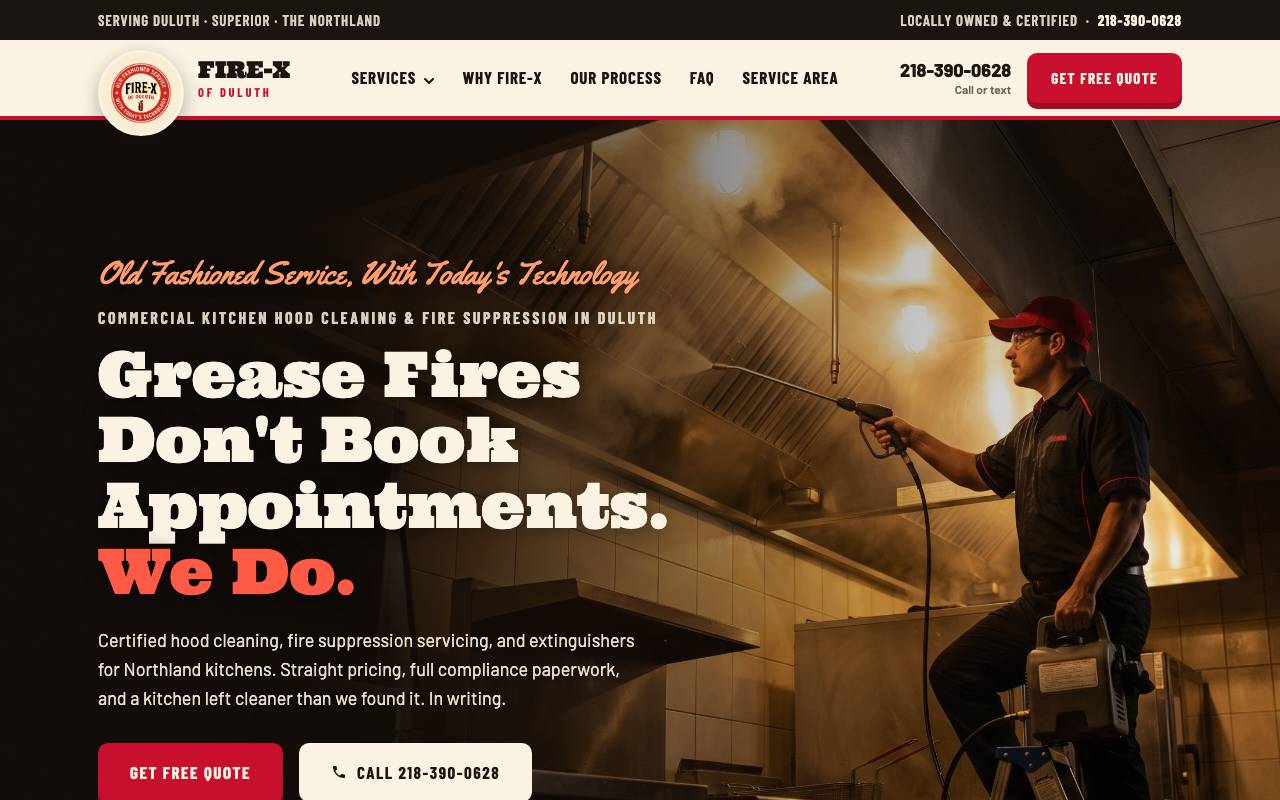 Fire-X of Duluth homepage screenshot