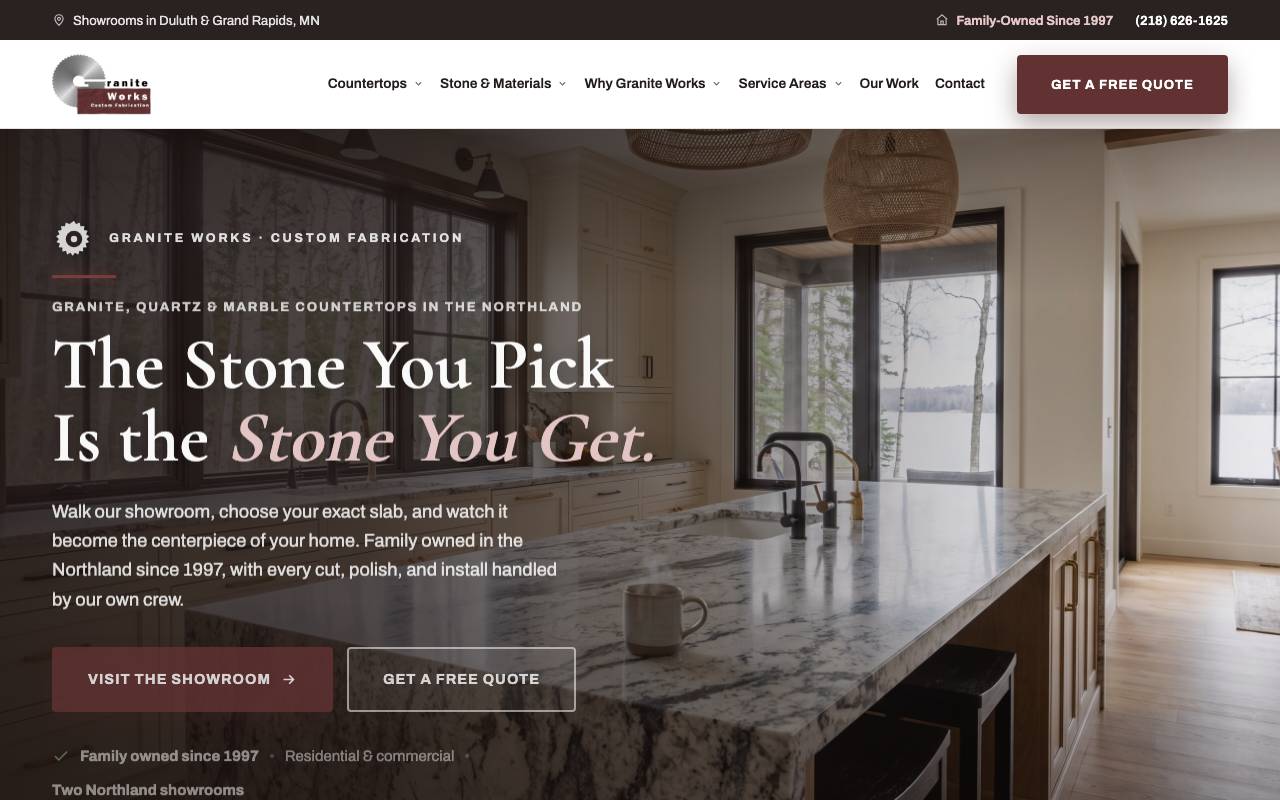 Granite Works homepage screenshot