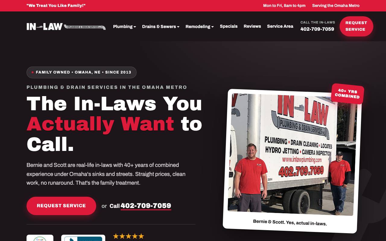 In-Law Plumbing & Drain homepage screenshot