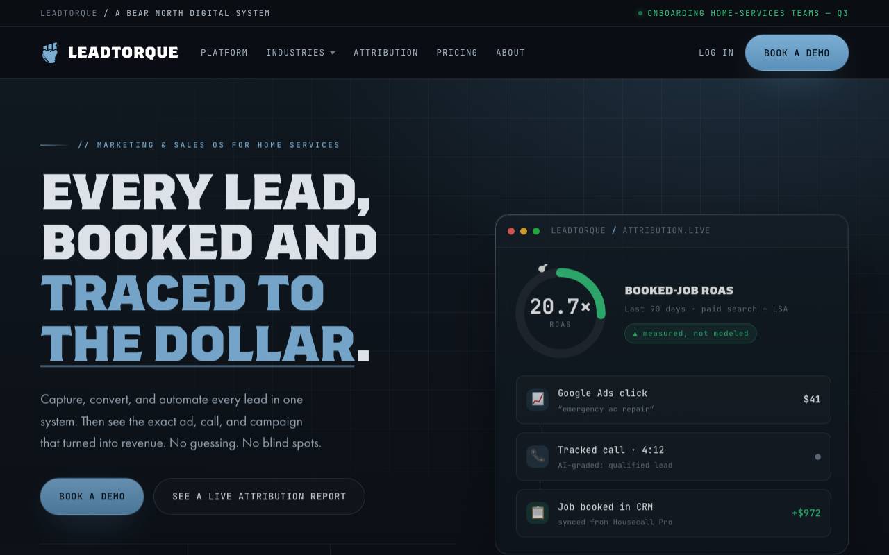 LeadTorque homepage screenshot