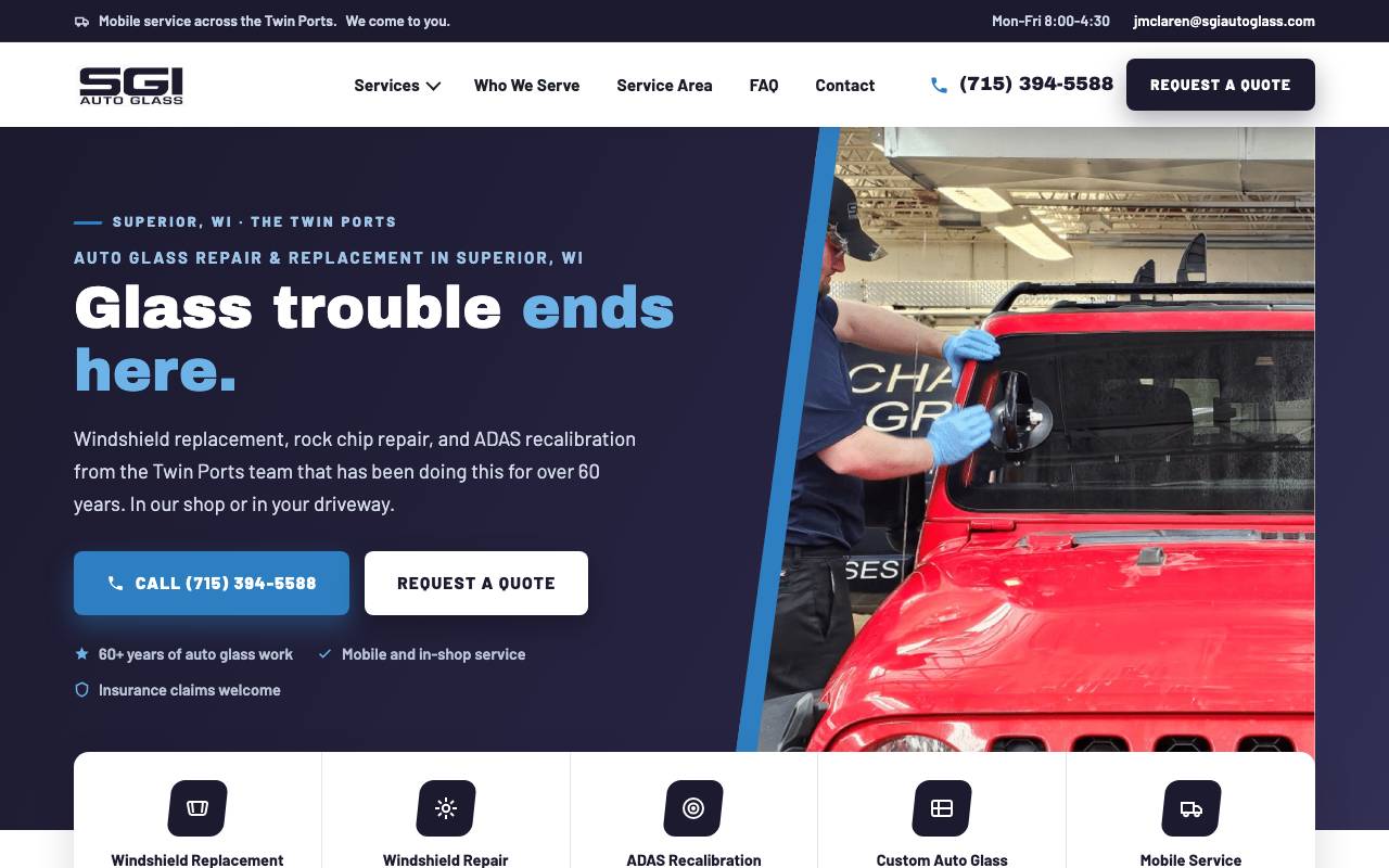 SGI Auto Glass homepage screenshot