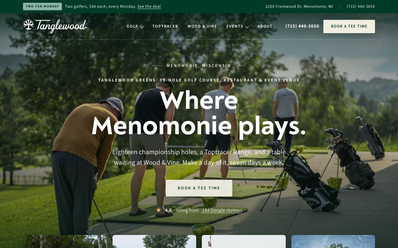 Tanglewood Greens homepage screenshot