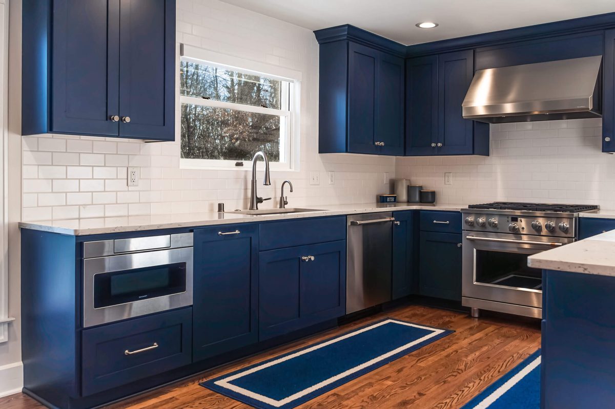 Navy cabinetry kitchen remodel