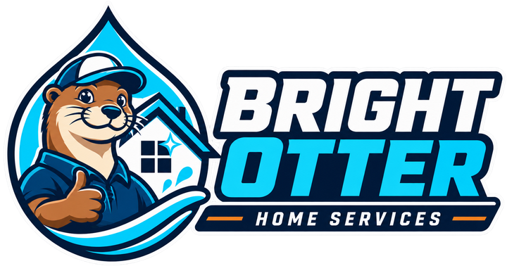 Bright Otter Home Services logo: Ollie the otter in a water-drop emblem