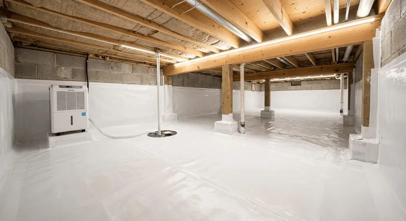 Bright, clean, fully encapsulated crawl space after treatment