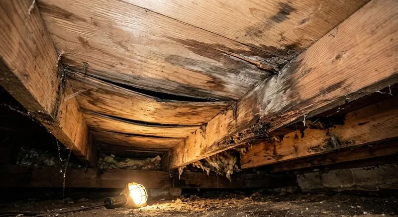 Cupping hardwood floors caused by crawl space moisture