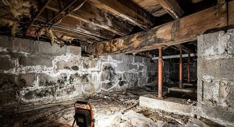 Sagging floor joists in a crawl space