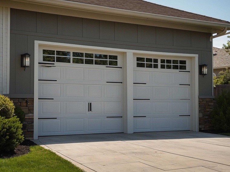 White carriage-style garage doors concept photo