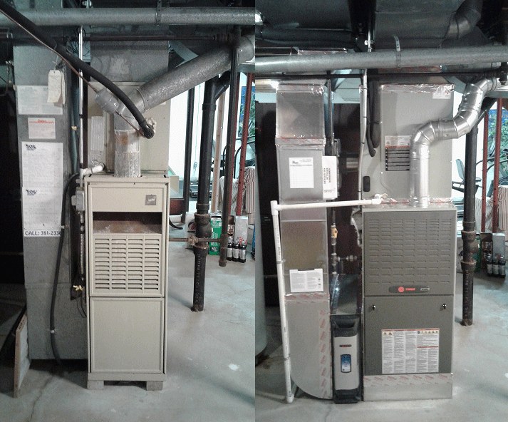 Before and after furnace replacement by Fred's Heating and Air