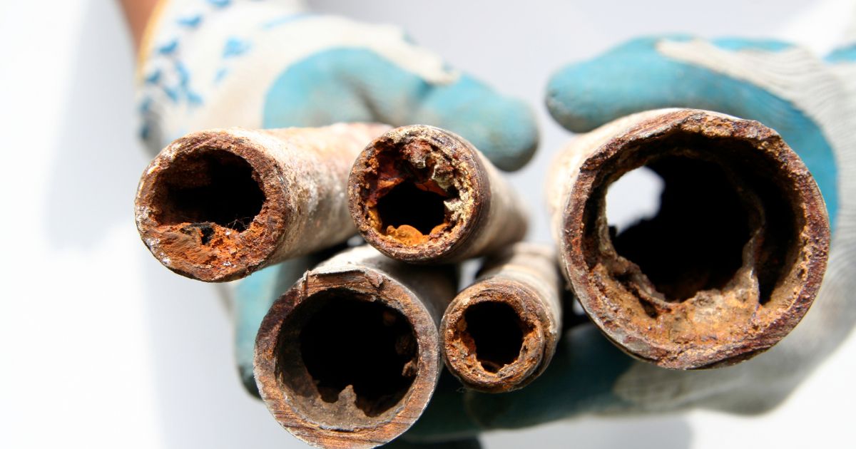 Corroded pipes of the kind hydro jetting clears