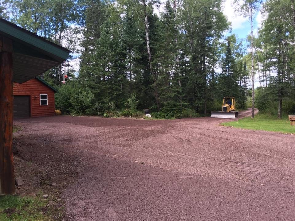 Finished driveway at a log home