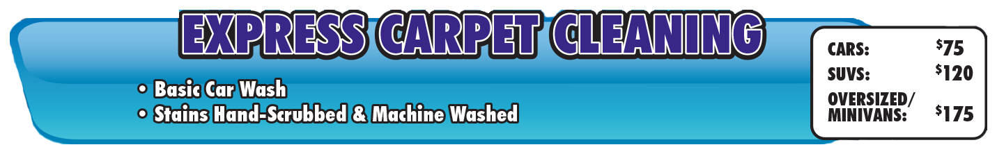 Real Miller Mall Car Wash Express Carpet Cleaning menu card
