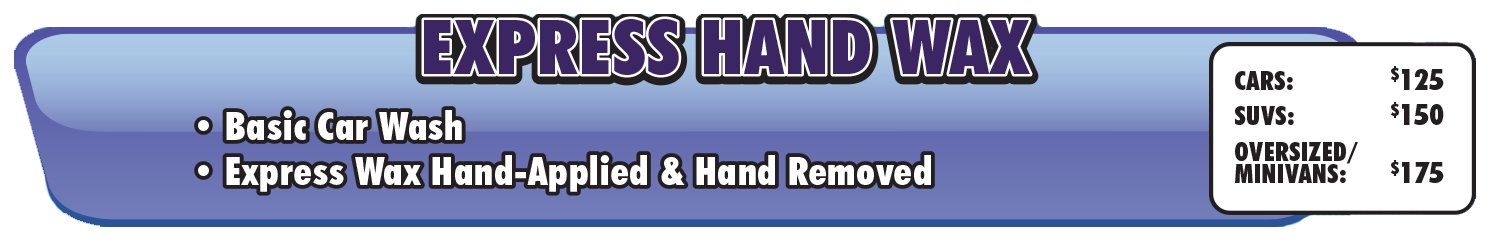 Real Miller Mall Car Wash Express Hand Wax menu card
