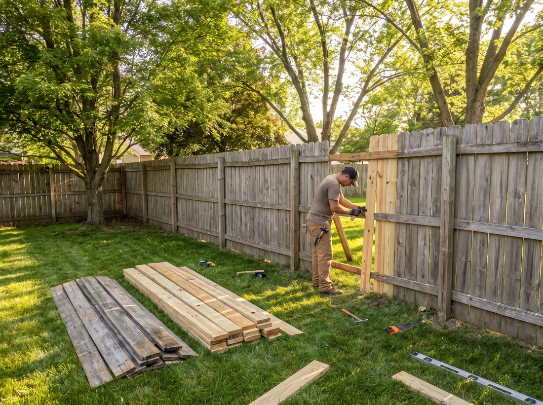 Fence repair after storm damage