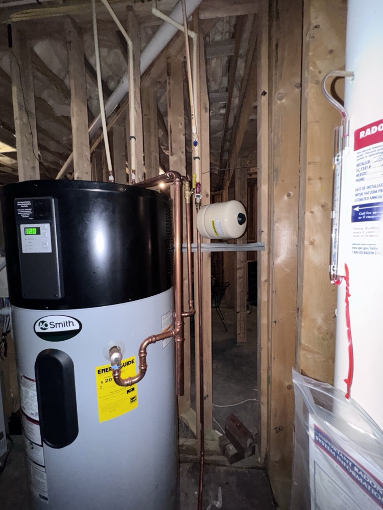 Hybrid heat pump water heater installed