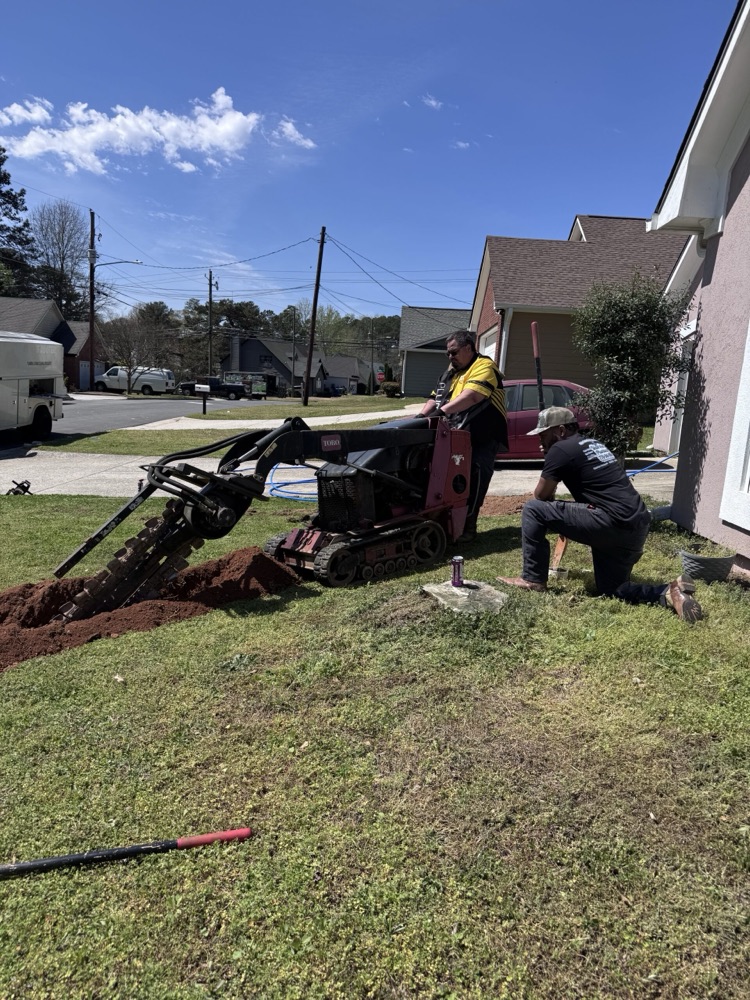 Crew working on a yard line replacement