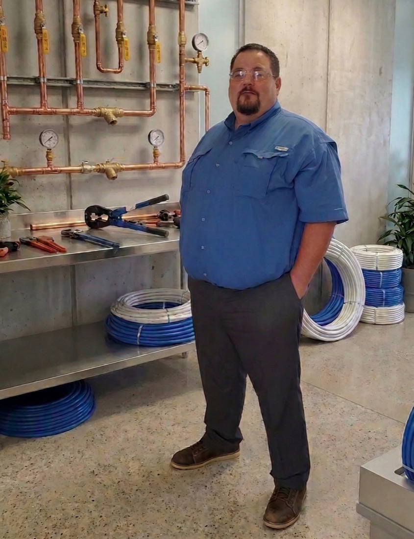 Darren Miller, co-founder of WaterWise Plumbing, in uniform